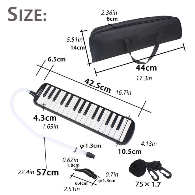 VONKY Melodic Professional Musical Keyboard Music Instrument Portable Piano Harmonica with Carrying Bag Playing Keyboards Red