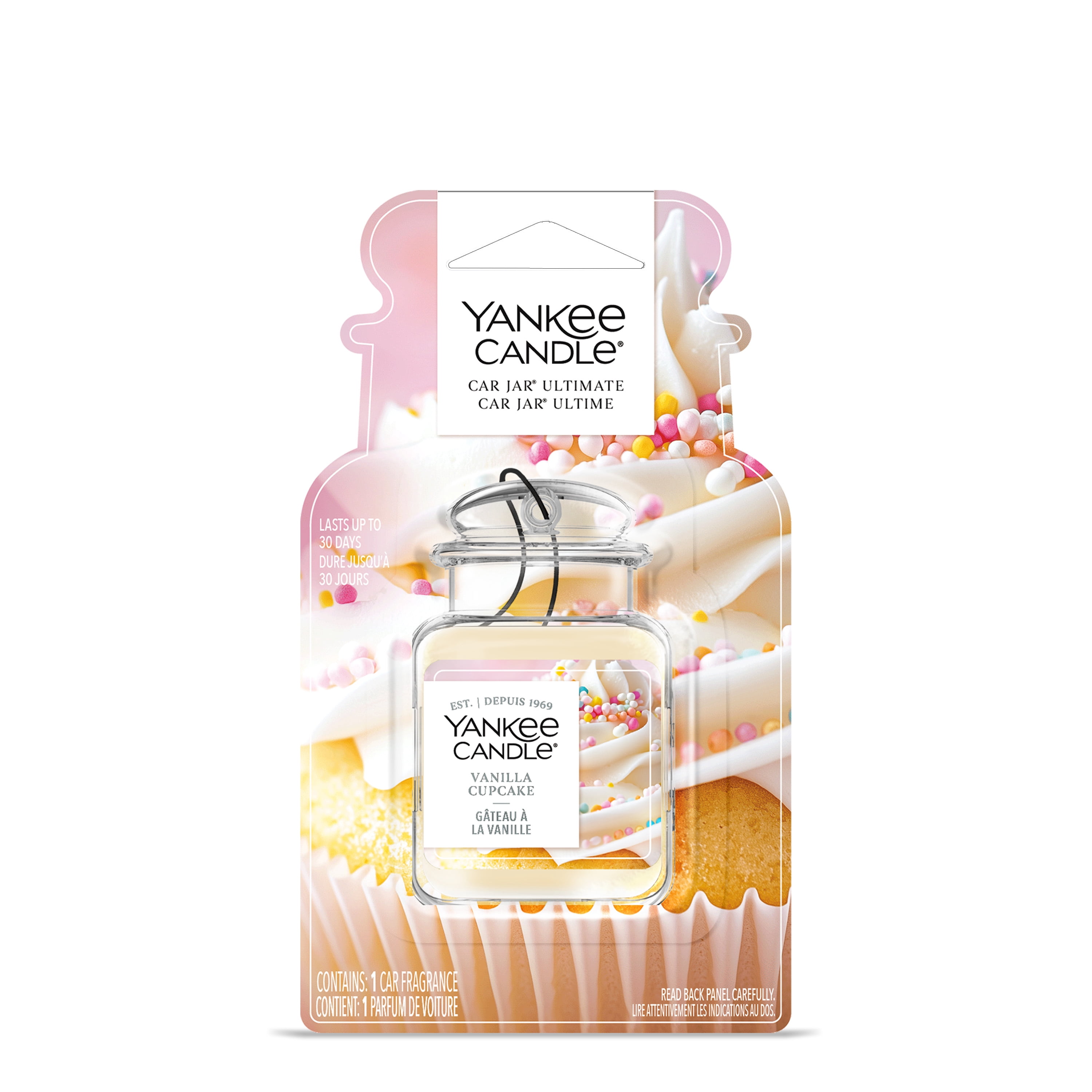 Désodorisant de voiture Yankee Candle Car Jar Ultimate, parfum Gâteau à la vanille - neutralise les odeurs jusqu’à 30 jours