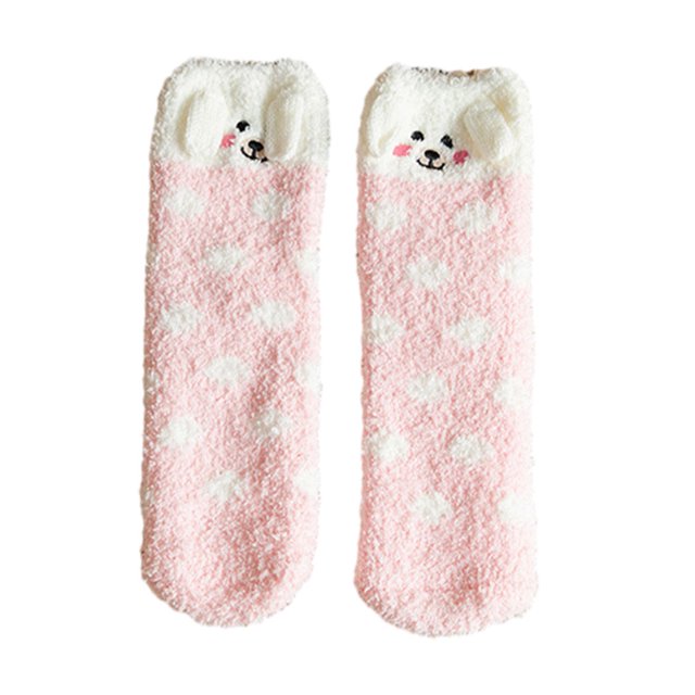fastboy Winter Wardrobe With These Fashionable Winter Socks Wide Application Bed Socks Pink Dot Puppy 1Set