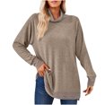 thumbnail image 1 of Timegard Tops for Women High Neck Long Sleeve Side Split Color Block Tshirts Fall Casual Loose Tops, 1 of 3