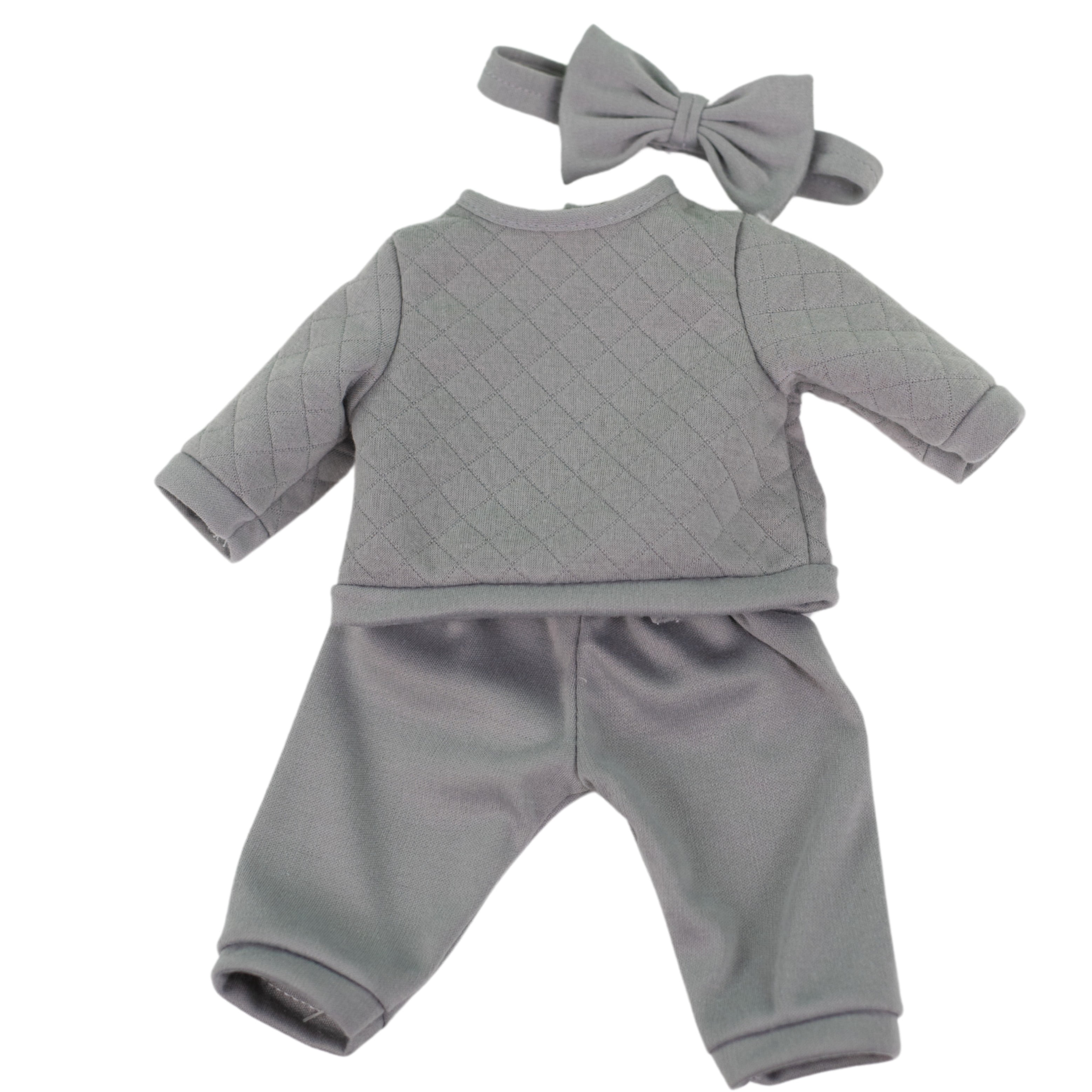 My Sweet Baby – Ensemble Repas avec Poupée Bébé 14 pouces, Tenue Grise, 12 Pièces