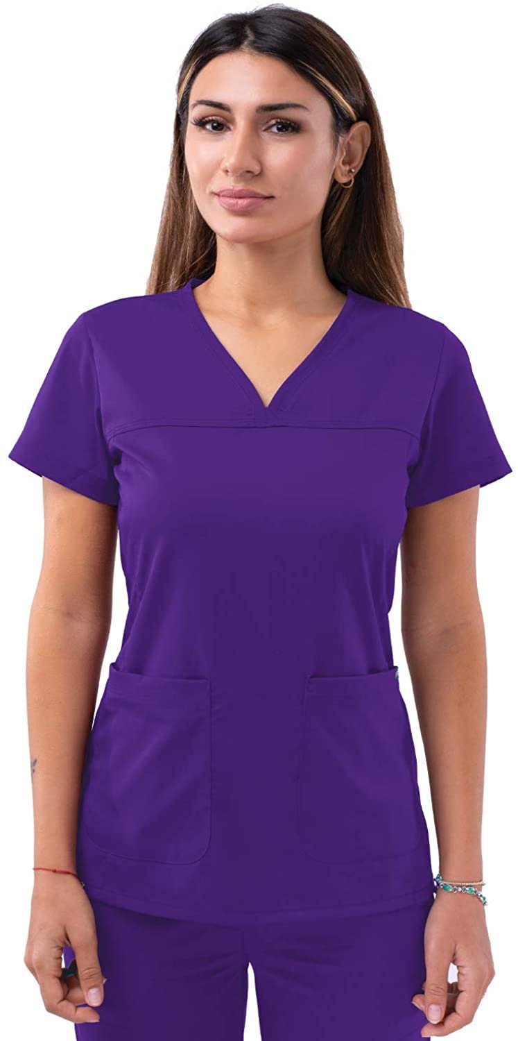 Adar Pro Scrubs for Women - Sweetheart V-Neck Scrub Top - P4210 - Grape - S