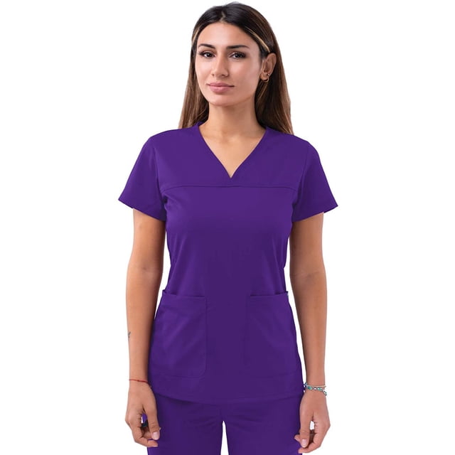 Adar Pro Sarraus pour Femmes - Haut de Sarrau à Encolure Cœur en V - P4210 - Raisin - m