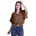thumbnail image 2 of Moomaya Hauts à Manches Boxy Imprimés pour Femmes, Col en V, Taille Élastique, Kimono, 2 of 4