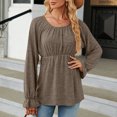 thumbnail image 4 of HKEJIAOI Polyester Womens Long Sleeve Tops Solid Crew Neck Going Out Tops for Women, 4 of 7