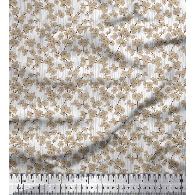 Soimoi Moss Georgette Fabric Artistic Floral Decor Fabric Printed Yard 42 Inch Wide