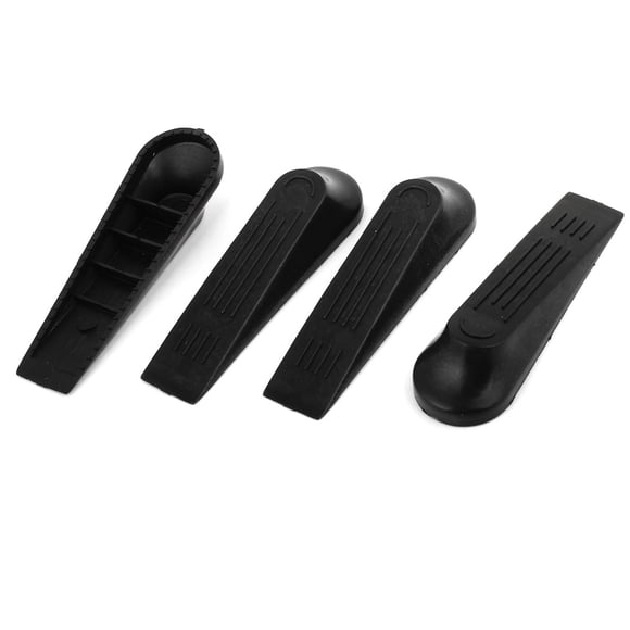 4 Pcs Black Plastic Nonslip Door Stop Wedge Stoppers