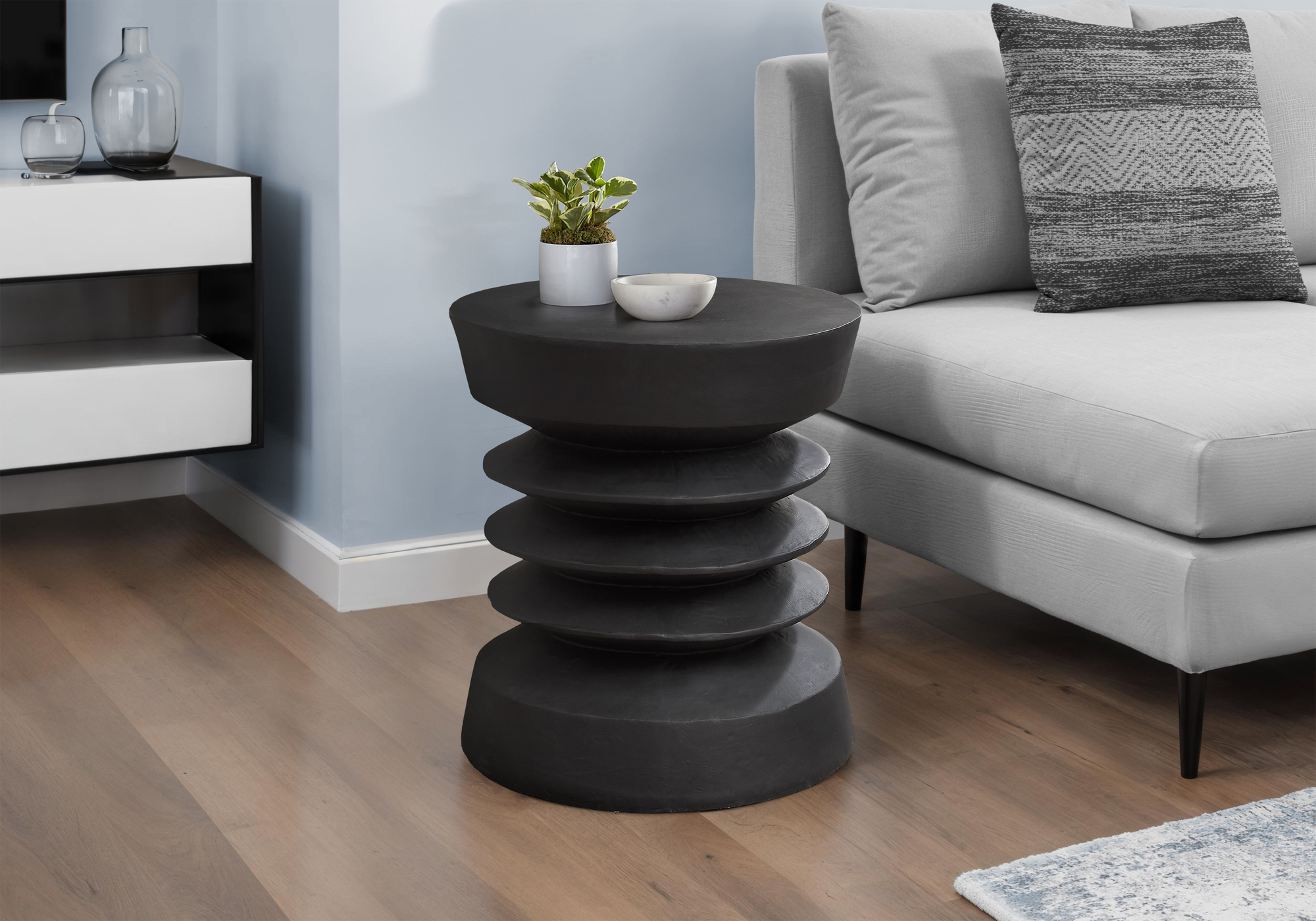 Monarch Specialties - Table D'Appoint, 25"H, Intérieur Ou Extérieur, Table D'Appoint, Bout, Chambre À Coucher, Salon, Table De Nuit, Rond, Noir, Contemporain, Moderne