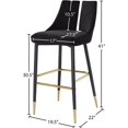 thumbnail image 4 of Meridian Furniture Sleek Black Velvet Stool (Set of 2), 4 of 4