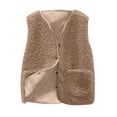 thumbnail image 1 of FAIWAD Womens Fleece Vest Fall Winter Warm Sleeveless Button Down Waistcoat Solid Color Loose Vest Coat, 1 of 7