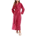 thumbnail image 1 of FAIWAD Women's Flannel Thickened Nightgown Soft Warm Fuzzy Fleece Robe Solid Color Bathrobe Loungewear with Pockets, 1 of 3