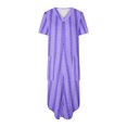 thumbnail image 5 of Pisexur Robes pour Femmes Mode Bohème à Fleurs Robes de Retour à la Maison Robe Maxi à Col en V Fendue Robe de Cocktail à Manches Courtes pour Femmes Robe Décontractée Ample Fluide avec Poches, 5 of 5