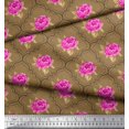 thumbnail image 3 of Soimoi Tissu Popeline de Coton Design Quatrefoil, Feuilles & Roses Imprimés Floraux au Mètre 42 Pouces de Large, 3 of 3