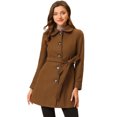 thumbnail image 1 of INSPIRE CHIC Manteau Long Trench Élégant d'Hiver pour Femme à Col à Revers Brun P, 1 of 5