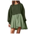 thumbnail image 1 of RKSTN Womens Fall Dresses 2023 Mode Décontractée Robe Chandail en Molleton Patchwork Couleur Grande Taille Manches Longues Col Rond Mini Robes Fluides, 1 of 7