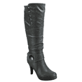 thumbnail image 1 of Bottes Mode Décontractées pour Femmes à Talons, Hauteur Genou, Plateforme, Fermeture Éclair Latérale, Boucle, Robe ( Gris, 9), 1 of 5