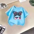 thumbnail image 5 of LUOGENLI T-Shirt pour Filles Enfant Filles Mignon Imprimé Graphique Col Rond Manche Courte Tee Été Décontracté Chemise Hauts Chemises pour Filles Longueur Genou Travail Bleu 9-10 Ans, 5 of 5