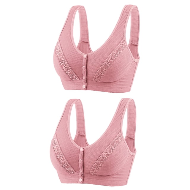 Plebaso Wireless Front Closure Bras for Women 2 Pack Full Coverage Everyday Bras Push up Comfort Bralettes