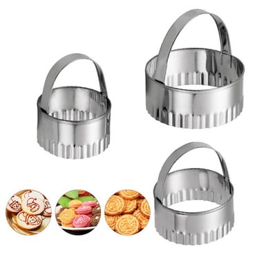 3PCS Cookie Cutter Set Round Wavy Shape Fondant Cutter Fruit Cutter Cookie Shape