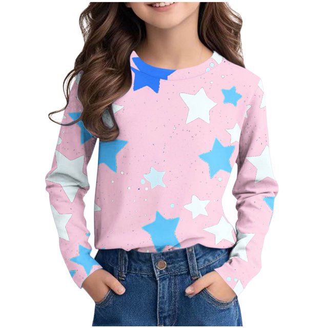 Posijego T-Shirts Graphiques à Manches Longues pour Tout-Petits Garçons Filles, Mignons, Col Ras du Cou, T-Shirts Basiques, Hauts, Chandail de Printemps pour Enfants
