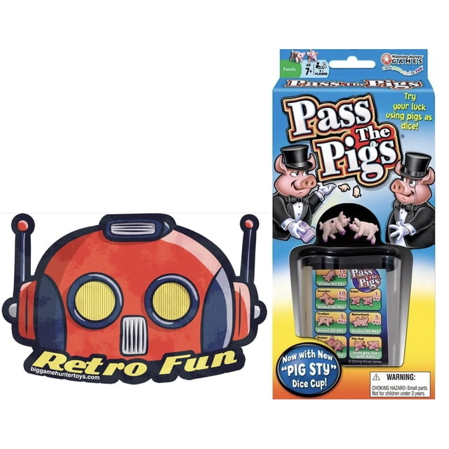 Big Game Toys~Classic Pass The Pigs Party Game Pig Sty Dice Cup Cards case with Free BGT Sticker