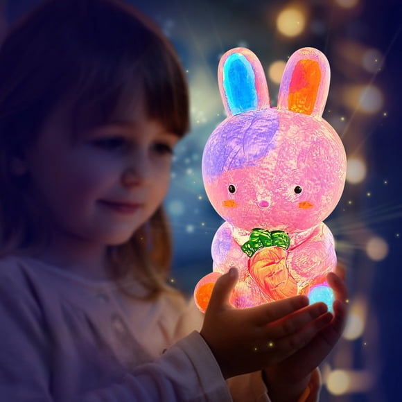 Paint Your Own Bunny Lamp Kit,Easter Bunny Painting Sets,Art Supplies Arts & Crafts Kit,Glowing Rabbit Painting Kit for Kids 6-12, Arts and Crafts for Kids Ages 8-12,Toys Girls Boy Birthday Gift