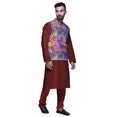 thumbnail image 2 of Atasi Kurta Pyjama Traditionnel Uni à Col Mandarin avec Ensemble de Veste Imprimée, 2 of 3