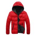 thumbnail image 1 of Innerwin Manteau à Capuche pour Hommes avec Poches Veste d'Hiver Décontractée Chaude Rouge+ Noir 2TG, 1 of 2