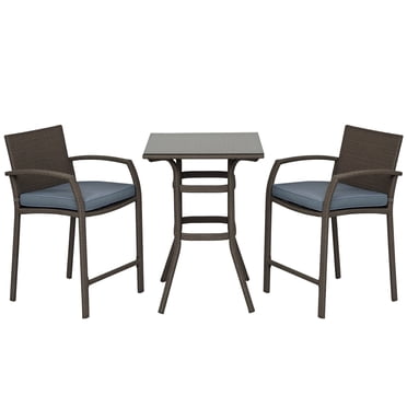 Outsunny Ensemble de Bar de Patio 3 Pcs, Ensemble Bistro de Jardin en Osier, Gris
