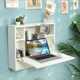 thumbnail image 2 of Giantex Wall Mounted Desk, Multi-Function Floating Desk w/Storage Drawer & Shelves, Wall Mounted Computer Desk for Home & Office, White, 2 of 6