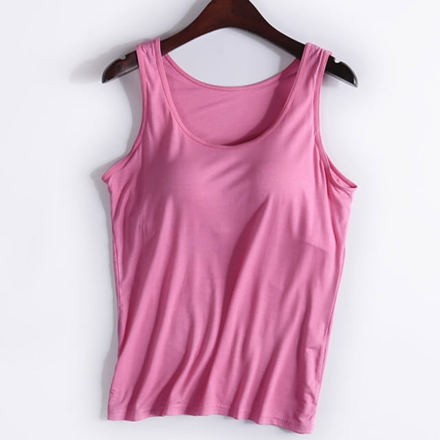 UPPADA Womens Crewneck Tank Tops Summer Sleeveless Scoop Neck Tees Solid Color Basic Slim Fitted Cami Shirts Womens Tank Tops Camisole Top Built In Bra Adjustable Straps,Clearance on sale