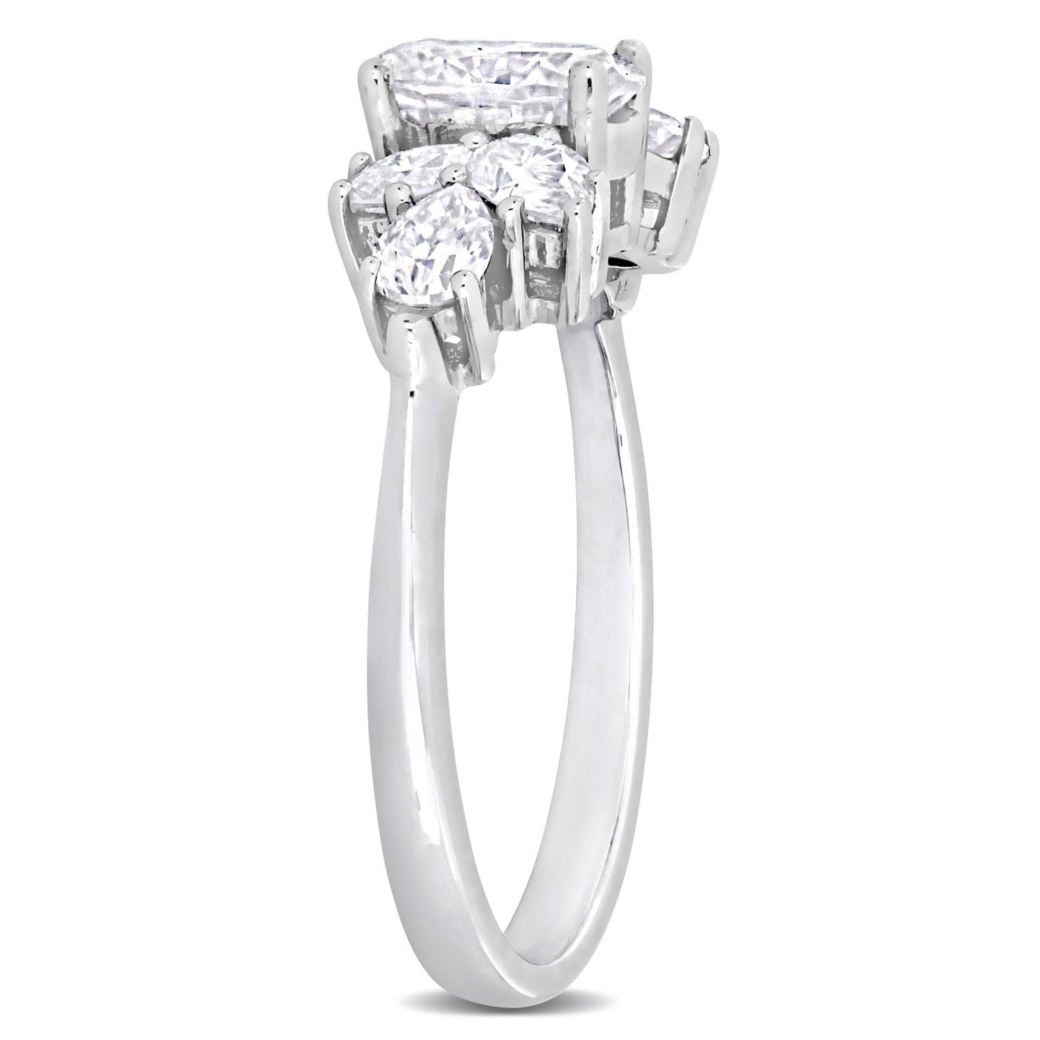 Miabella 2 Carat T.G.W. Moissanite 10k White Gold Floral Engagement Ring