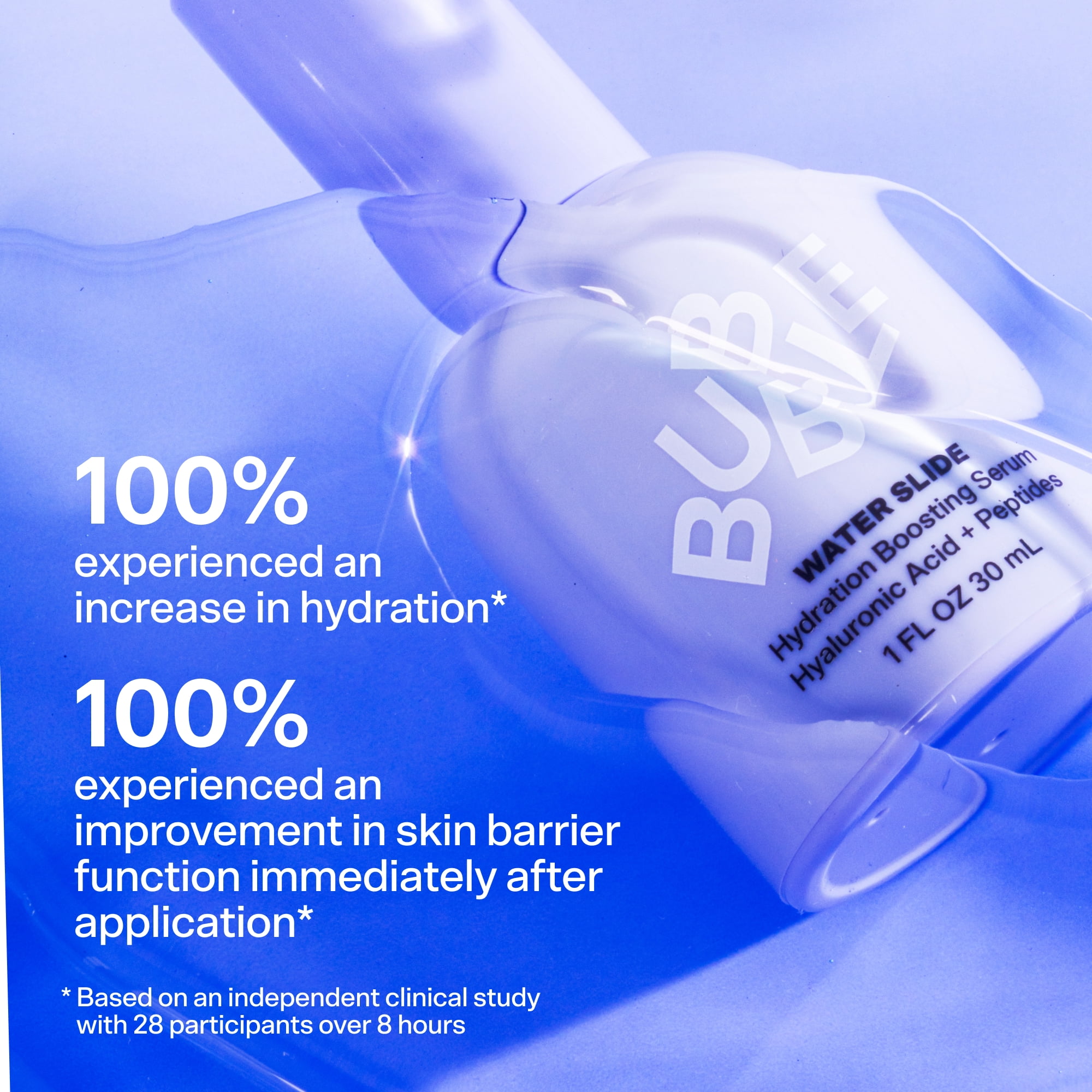 Bubble Skincare Water Slide Hydration Boosting Serum, Hyaluronic Acid + Peptides, 1 fl oz / 30ml