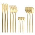 thumbnail image 1 of Pompotops Matte Gold Silverware Set With Steak Knives,Stainless Steel Gold Flatware Set,16 Pcs Set Cutlery Utensils Set Service For 4,Spoons And Forks Set Clearance, 1 of 1
