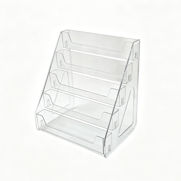 Support d'Exposition en Acrylique pour Cartes, Organisateur de Bureau Transparent à Cinq Niveaux avec Conception en Escalier, Support Gain de Place pour Cartes de Collection, Cartes Professionnelles et Collections d'Exposition