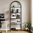 thumbnail image 2 of GloryStar 71-Inch Five-Tier Arched Display Rack, Industrial Metal Bookshelf with Adjustable Feet, Large Storage Shelf for Living Room or Office, 2 of 8