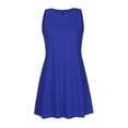 thumbnail image 4 of yievot Robe T-Shirt Décontractée d'Été pour Femme, Sortie de Plage, Robe Débardeur Plissée Unie, Bleu, TG, 4 of 5