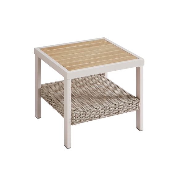 SONGMICS HOME Collection Sencillo - Table d'appoint en acier pour extérieur, couleur os