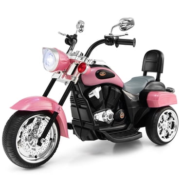 Gymax Moto Chopper 6 V pour Enfants à 3 Roues avec Phare Rose