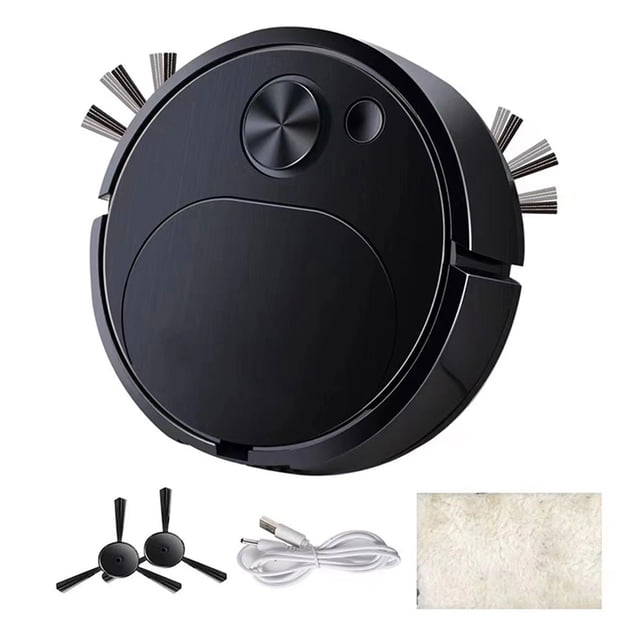For Ultra Thin Robotic Vacuum with Mop, Mopping Robot Hoovers for Pet Hair black