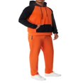 thumbnail image 3 of Men‘s Fitness Sports Pants Set Contrast Color Patchwork Drawstring Hooded Large Pocket Sweater + High Stretch Pants, 3 of 9