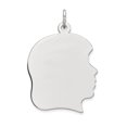 thumbnail image 1 of 14K White Gold Plain Large Facing Right Engravable Girl Charm, 1 of 2