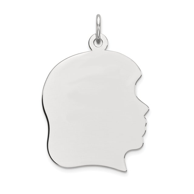 14K White Gold Plain Large Facing Right Engravable Girl Charm
