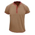 thumbnail image 1 of Penkiiy T-Shirt à Manches Courtes pour Homme, Décontracté, Mode, Col Rond, Chandail, Boutons, Blouse, S, Kaki, 1 of 1