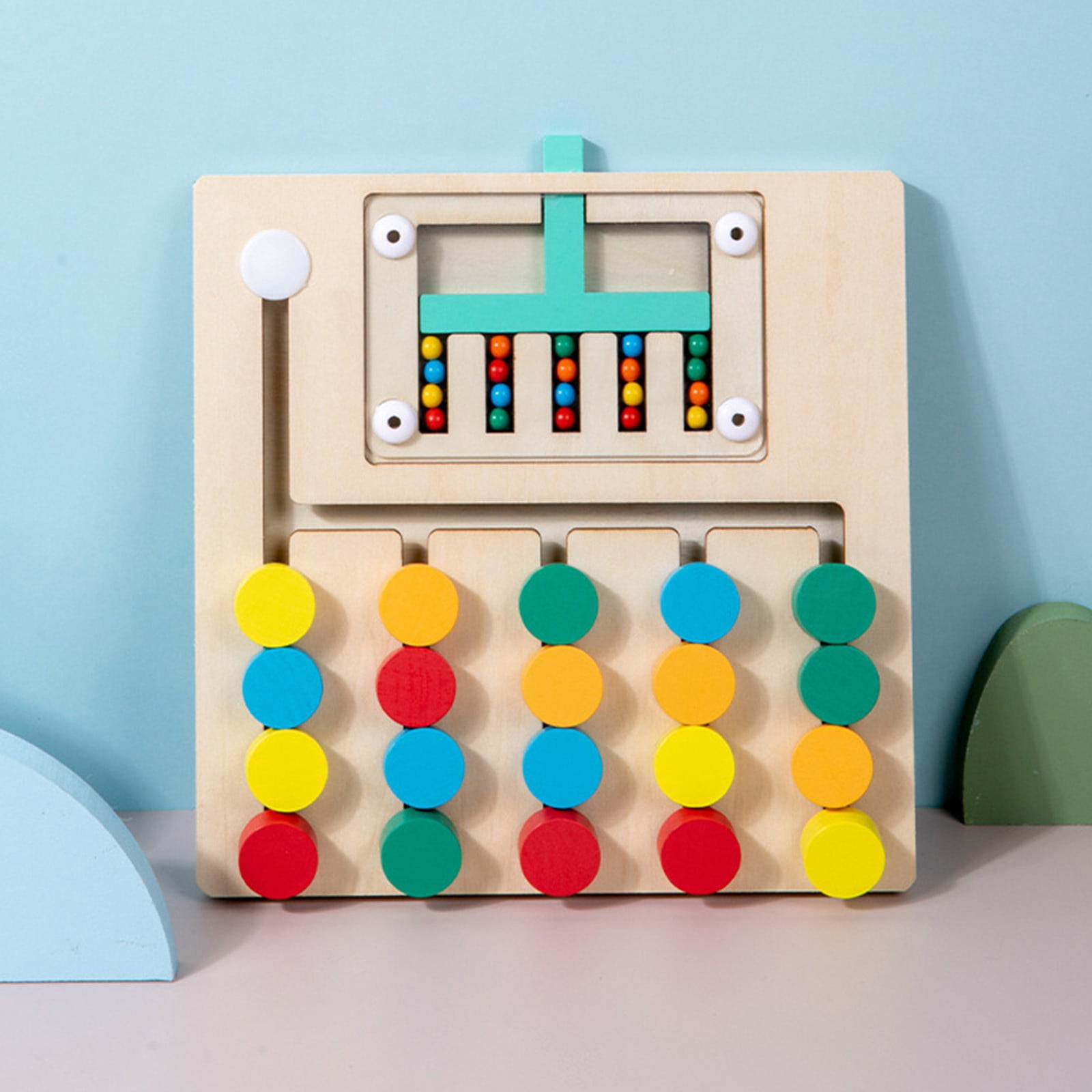 TIMIFIS Colorful Puzzle Board Wooden 5 Channel Colorful Balls Walking Puzzle Board Teaching Four Color Balls Walking Game Mind Thinking Training Holiday Gift Education