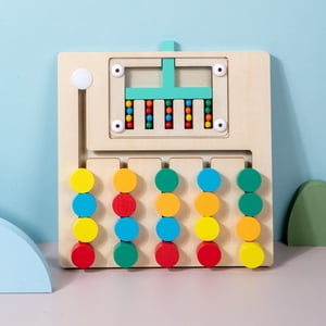 TIMIFIS Tableau de Puzzle coloré en bois 5 Channel Colorful Balls Walking Puzzle Board Enseignement Quatre boules de couleur Walking Game Mind Thinking Training Holiday Gift Education