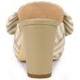 thumbnail image 3 of BLISSFUL STEP Women's Stripe Bow Block Heel Slides Mules, 3 of 5