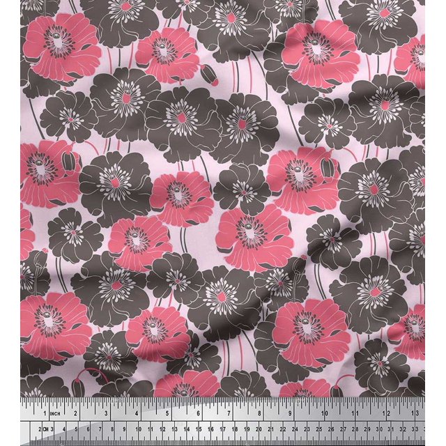 Soimoi Georgette Viscose Fabric Artistic Flower Print Fabric by Yard 42 Inch Wide