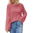 thumbnail image 2 of Dvkptbk Chandails pour Femmes Femmes Col Rond Uni Mode Tricot Ample Chandail Vêtements en Liquidation, 2 of 7