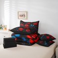 thumbnail image 4 of Erosebridal Ensembles de Literie à Fleurs de Roses Rouges Format Simple, Ensembles de Douillette Papillon Bleu avec Draps pour Filles Femmes, Réversible 7 Pcs, 4 of 5